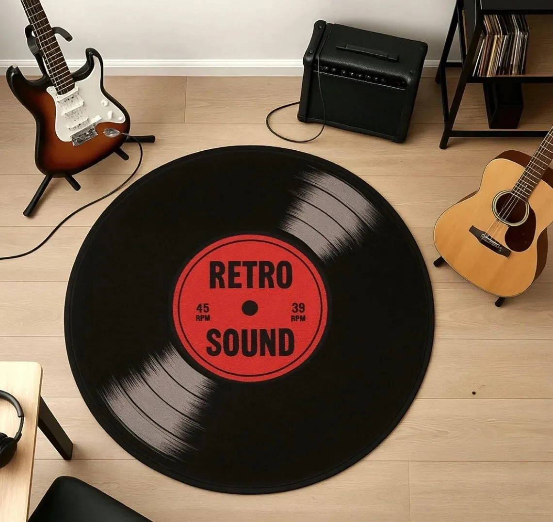 Audio Music Visualizer - 1PC Retro Record Rug Machine Washable