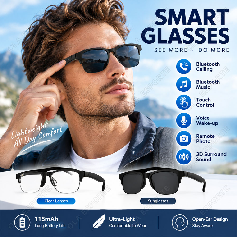 Audio Music Bluetooth - AI Smart Glasses HD Audio Bluetooth