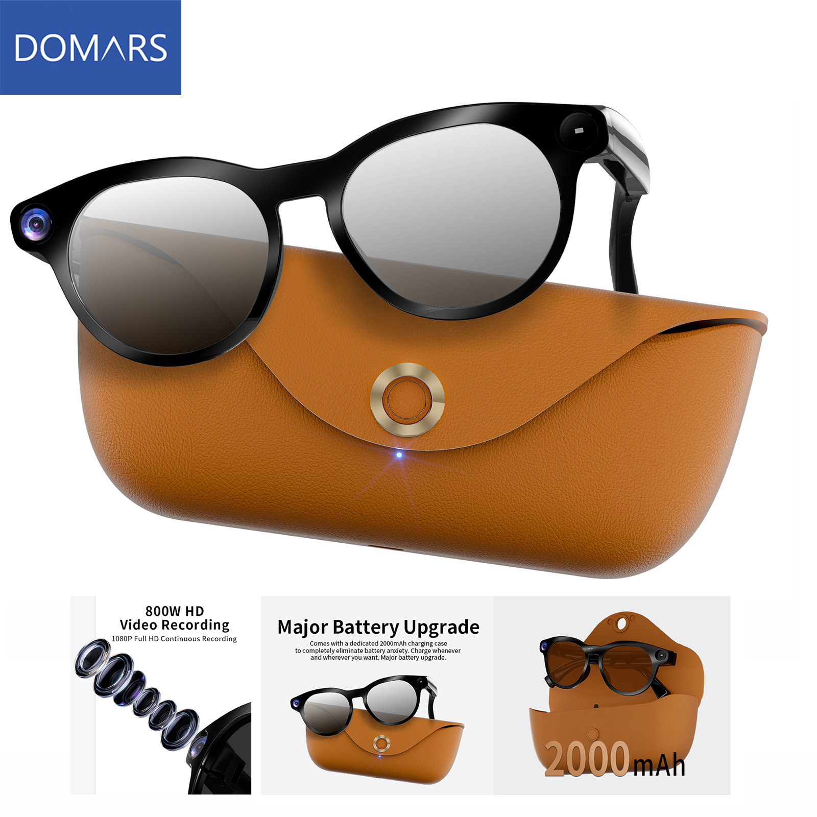 Audio Music To Video - Domars Smart Glasses AI Bluetooth Audio