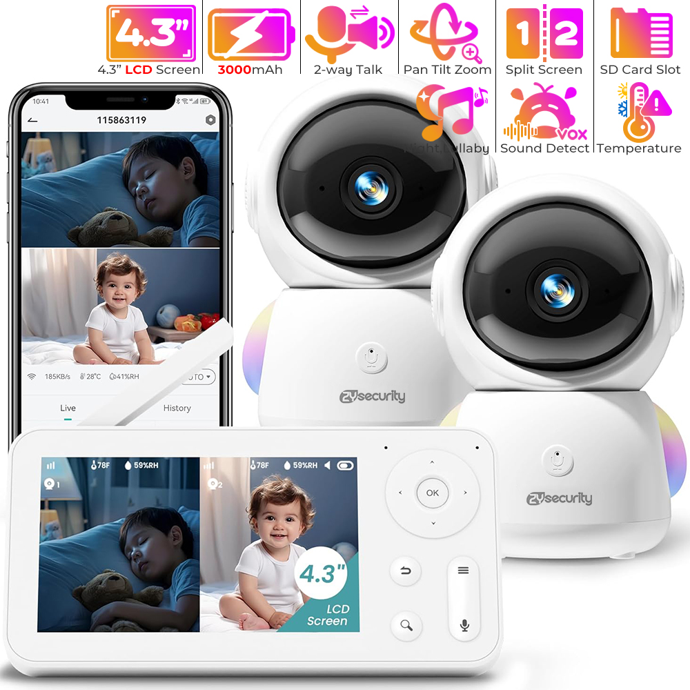 Audio Music Visualizer - 2K Baby Monitor with 2 Cameras
