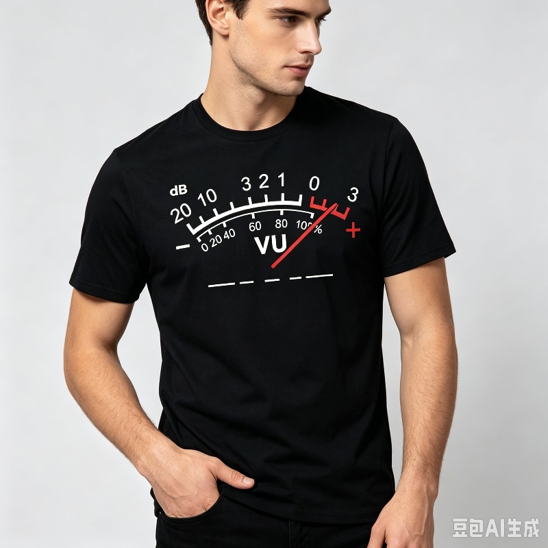 VU Meter dB Volume T-Shirt Men - Audio Music Volume 评论和价格