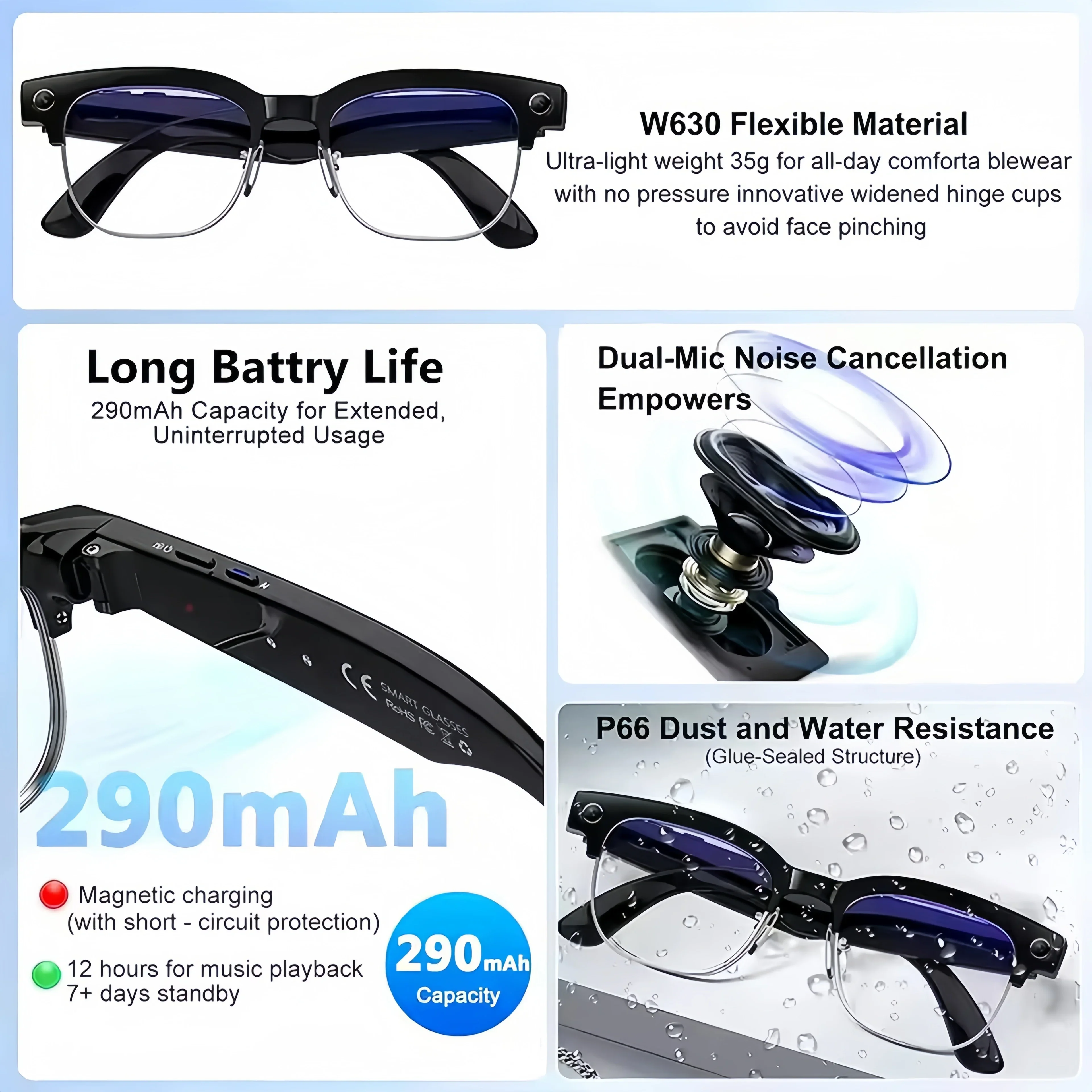 AI Smart Translation Glasses w - Audio Music To Video 评论和价格