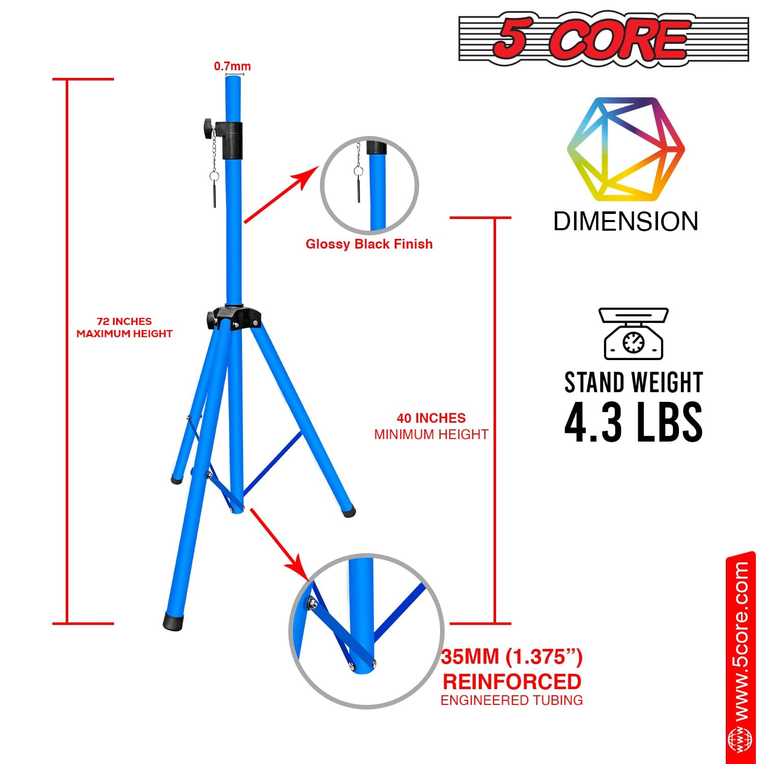 5 Core Speaker Stand Height Ad - Speaker Stand Tripod 评论和价格