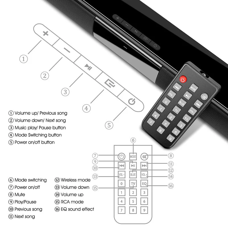 40W Soundbar TV Portable Bluet - Audio Music Visualizer 评论和价格