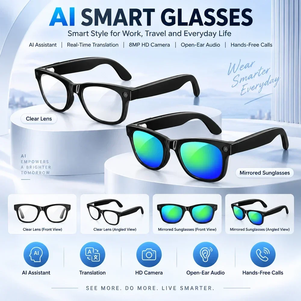 2026 AI Smart Glasses MT5 Mini - Audio Music Bluetooth 评论和价格
